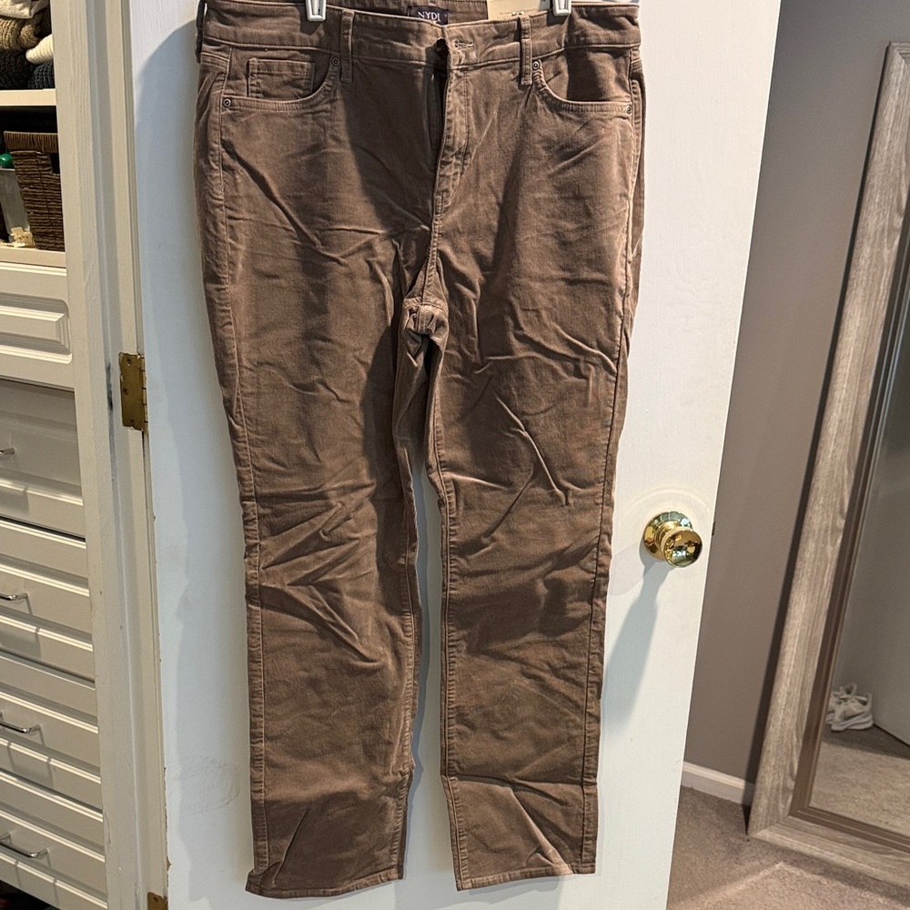 NYDJ women’s Tan Corduroy straight leg pants